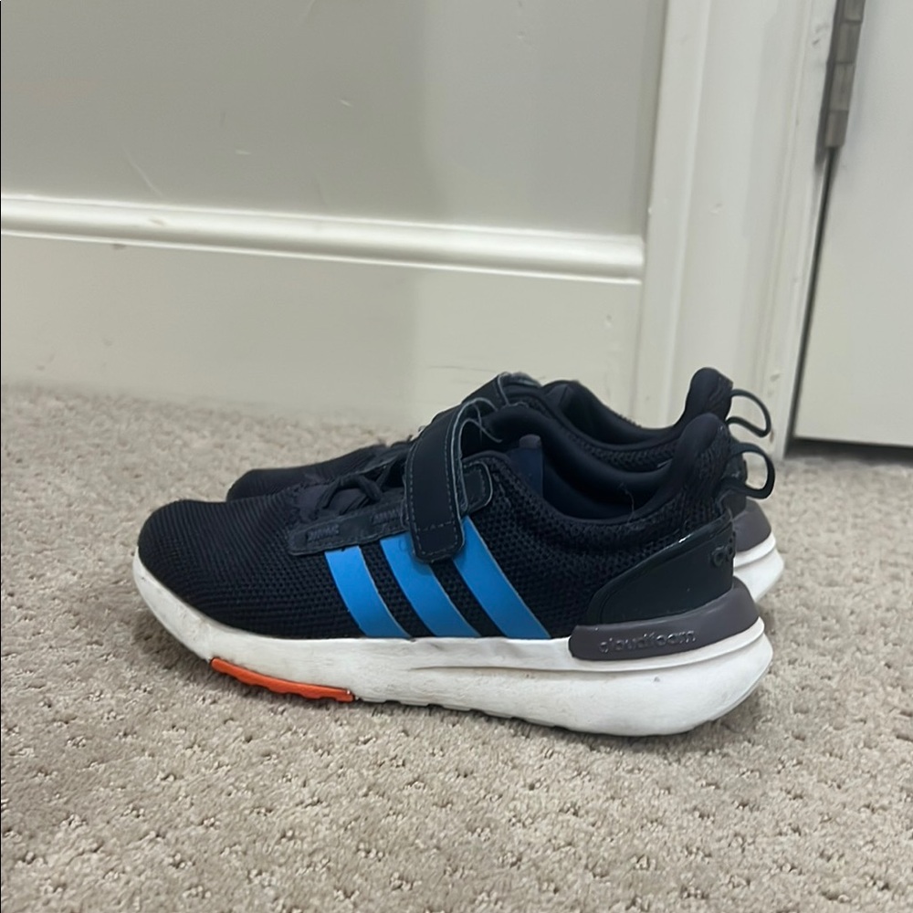 Kids Black and Blue Adidas Shoes